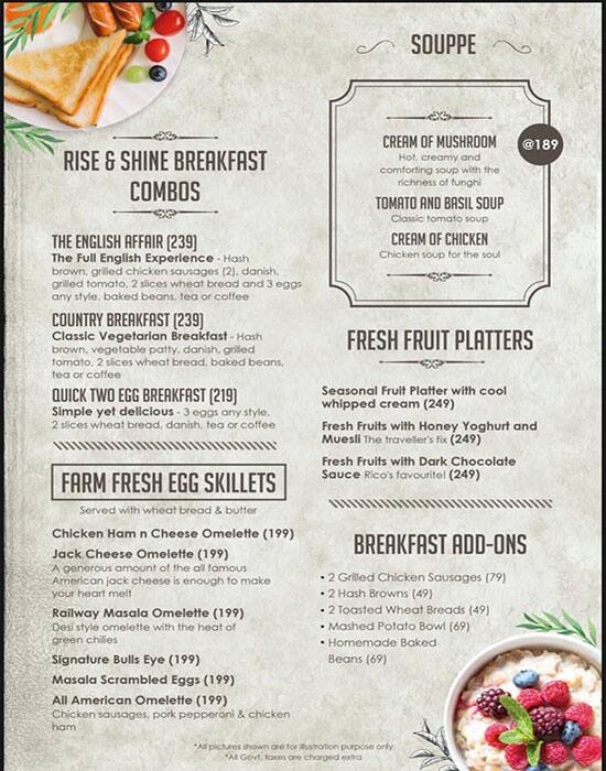 Ricos Menu, Menu for Ricos, Kamla Nagar 