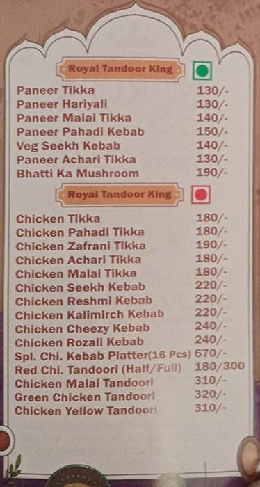 Menu Of Hotel Royal Tadka, Khopat, Thane West, Thane