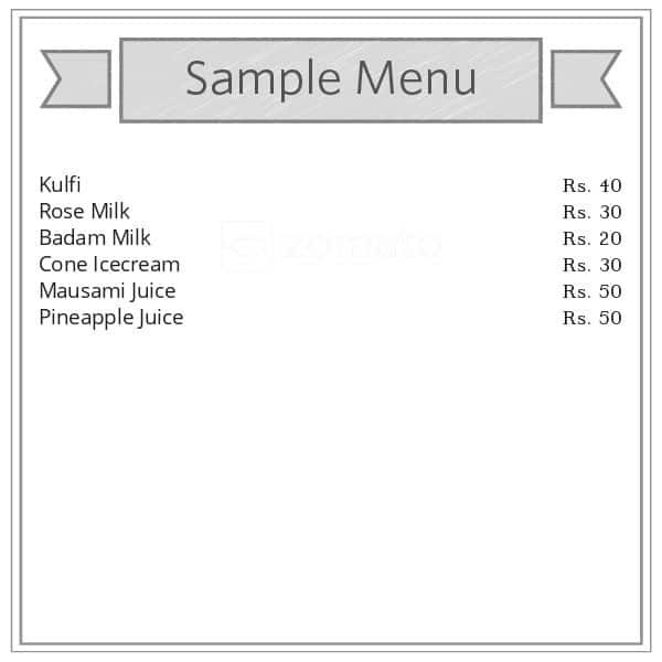 Pondy Ice Cream Center menu