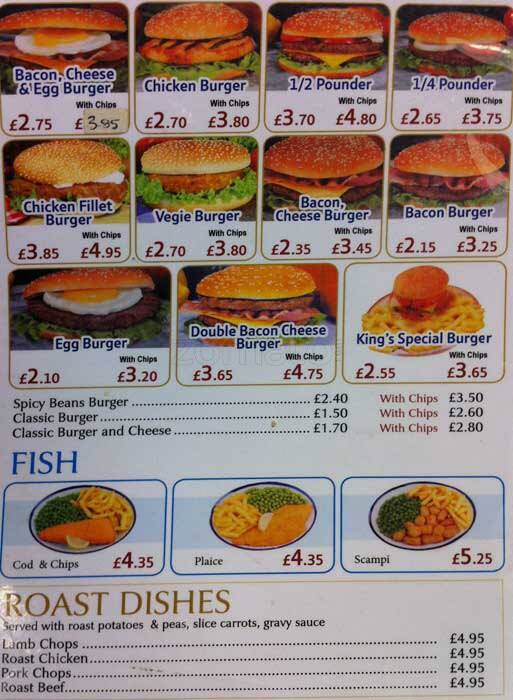 Menu at Surrey King Cafe, London, 173 Central Road