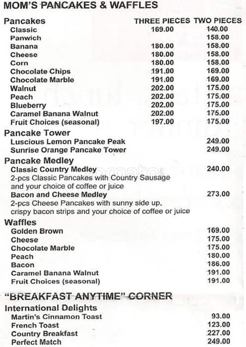 Menu at Pancake House restaurant, Pasay, Ground Floor