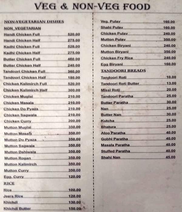 Hotel APNA Restaurant & Bar menu