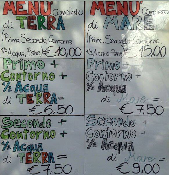 Menu di La Perugina 