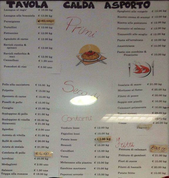 Menu di La Perugina 
