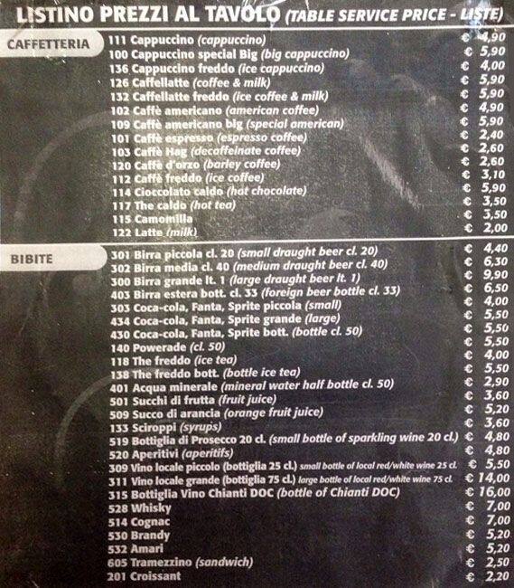 Menu di Giorgio's Bar 