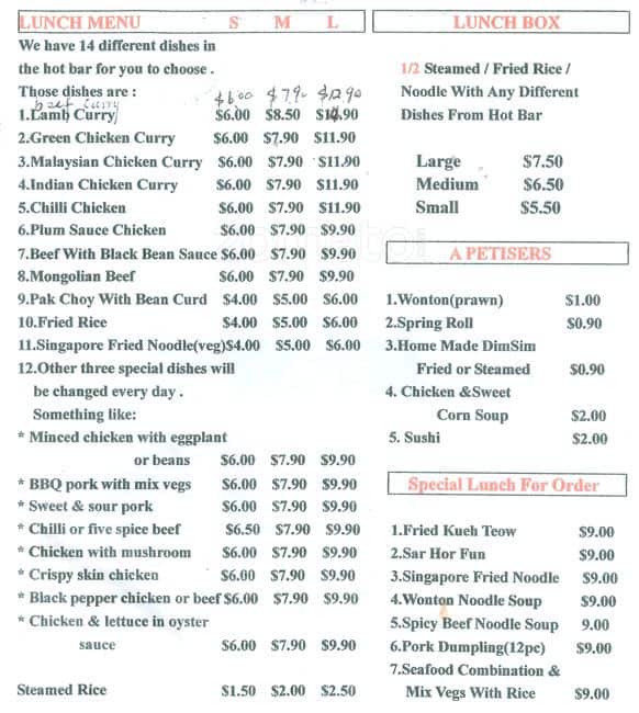 Ping's Chinese Cafe Menu, Menu for Ping's Chinese Cafe, Cheltenham