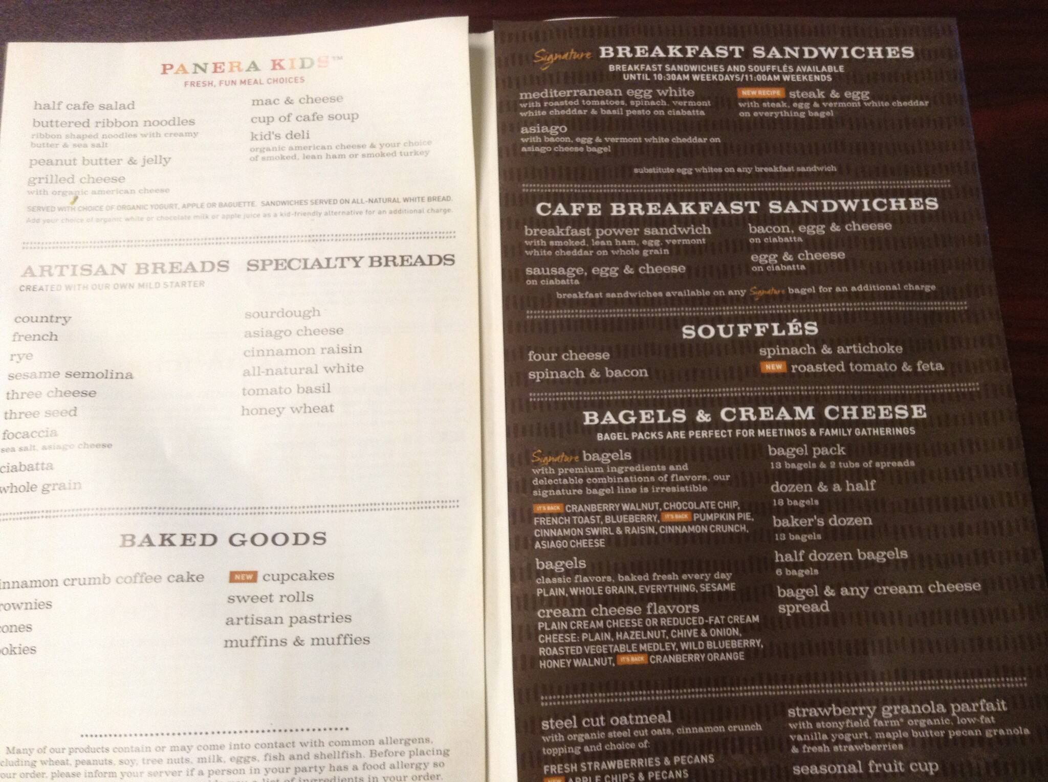 Panera Bread Menu Menu For Panera Bread Downtown Minneapolis Twin