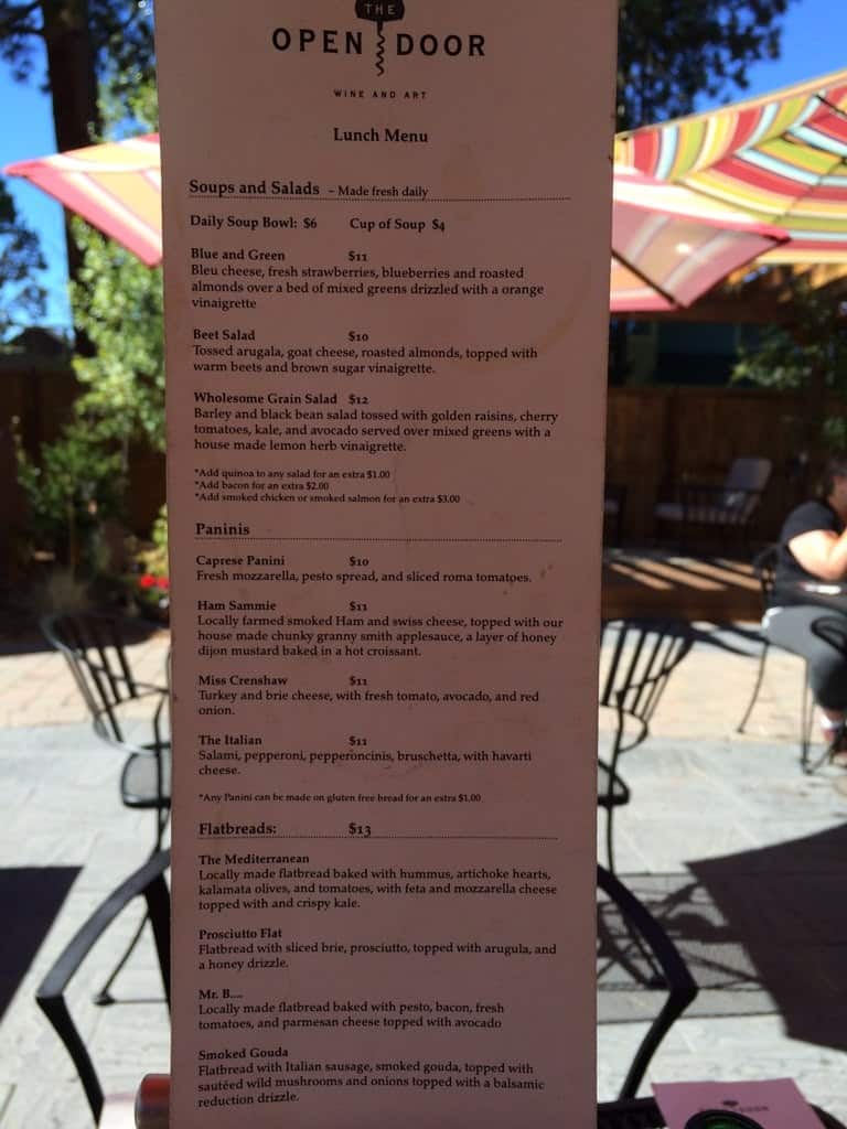 Menu at The Open Door pub & bar, Sisters, 303 W Hood Ave