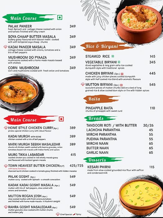 Menu of Pirates of Grill, Vasant Kunj, New Delhi