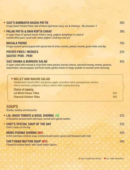 Menu of Salt - Indian Restaurant Bar & Grill, Koramangala 7th Block ...