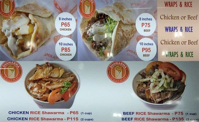 Shawarma Gourmet Menu Menu For Shawarma Gourmet Pardo Cebu City