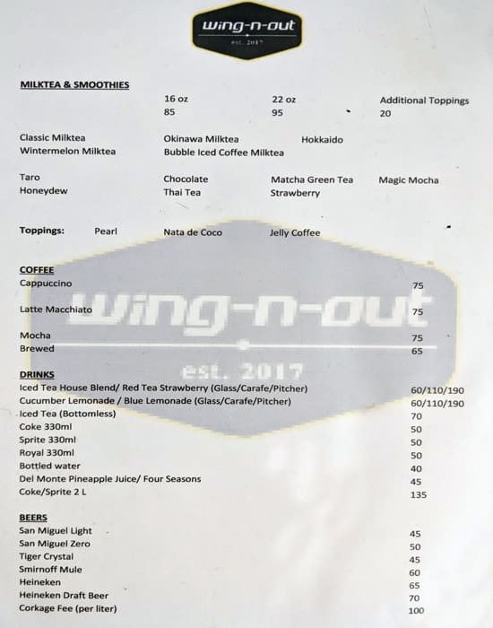 wing out menu