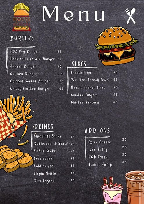 Menu of House Of Burgers, Fraser Road Area, Patna