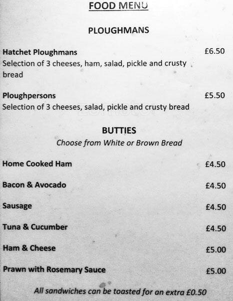 The Hatchet menu