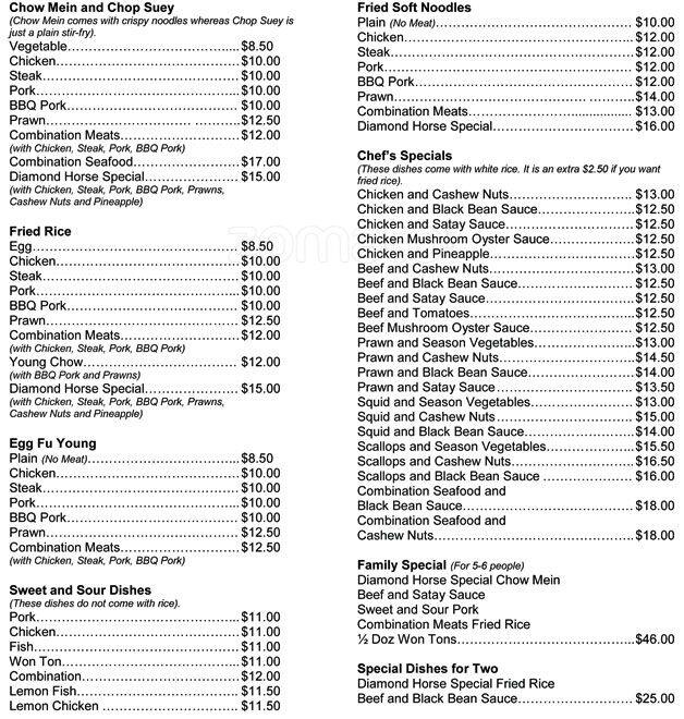 Diamond Horse Takeaways Menu, Menu for Diamond Horse Takeaways, Mangere