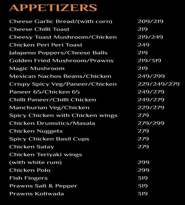 Mmyra Lounge menu