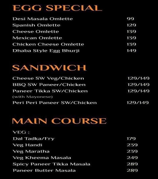 Mmyra Lounge menu