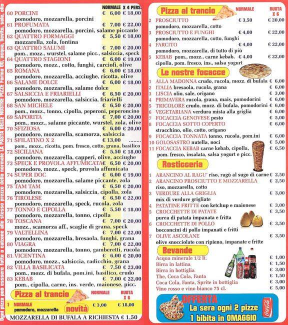 Menu di Alla Madonna 