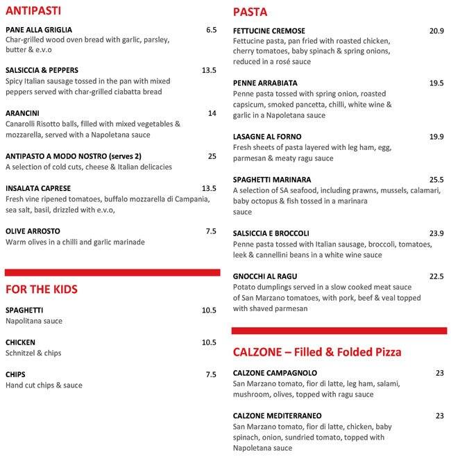 Napoli Wood Fired Pizzeria e Ristorante Menu Urbanspoon/Zomato