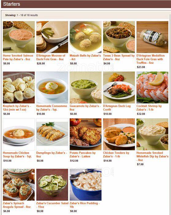 Zabar's Café Menu, Menu for Zabar's Café, Upper West Side, New York