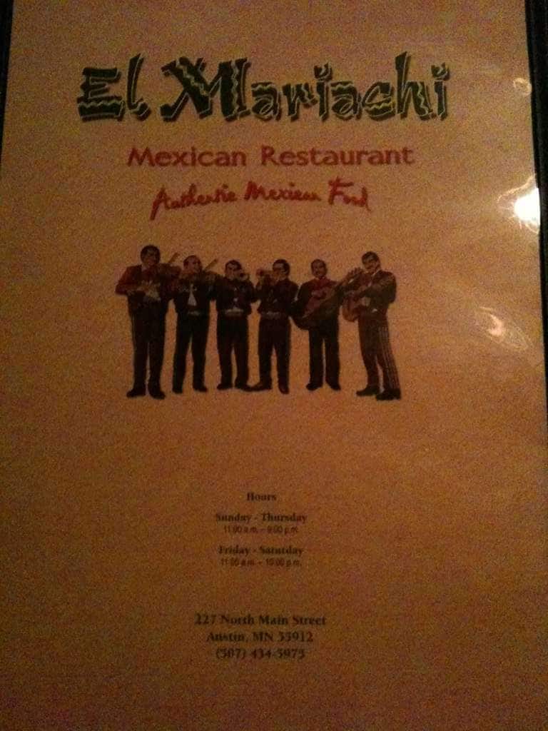 Menu at El Mariachi Mexican Restaurant, Austin