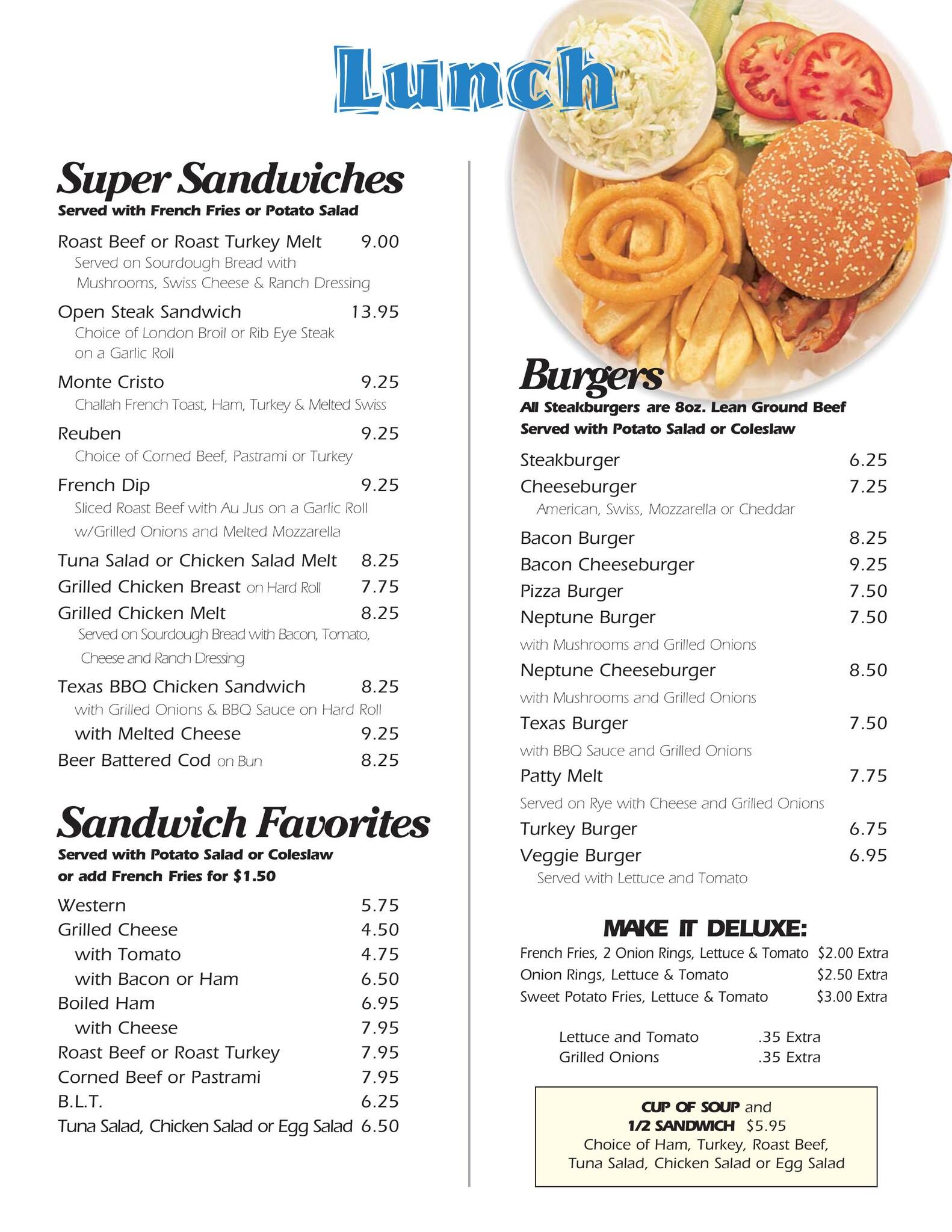 Menu at Neptune Diner restaurant, Newburgh