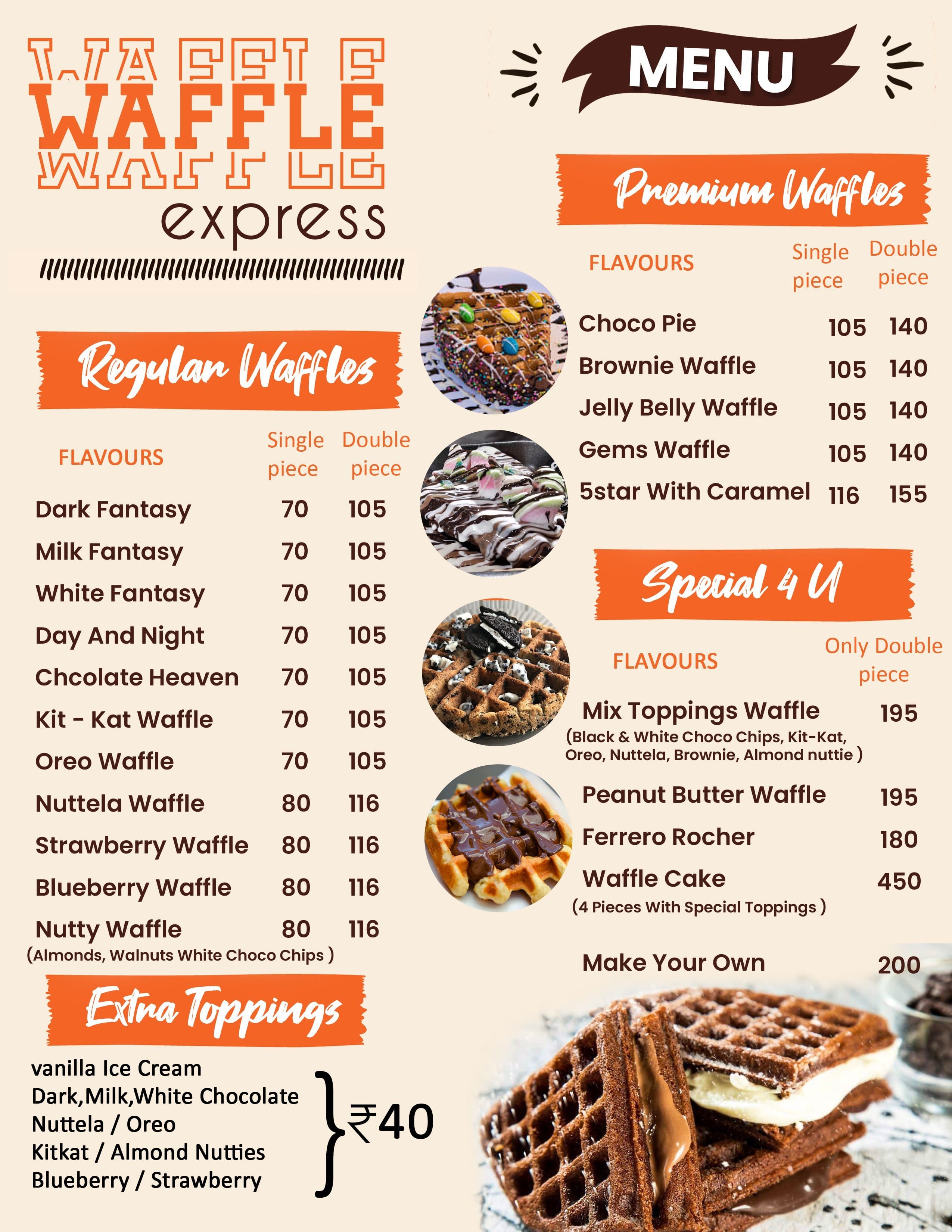 Menu of Waffle Express, Kandivali West, Mumbai