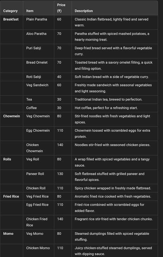 Menu
