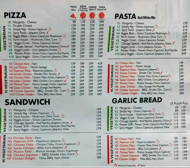 Chicago Pizza Menu, Menu for Chicago Pizza, Tagore Garden, New Delhi ...