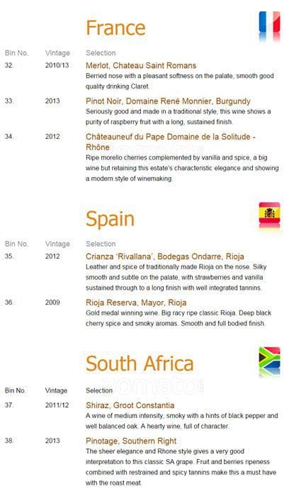 Rodizio Rico menu