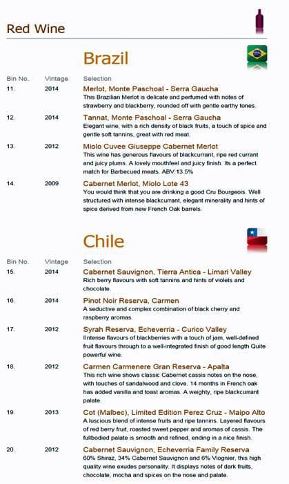 Rodizio Rico menu