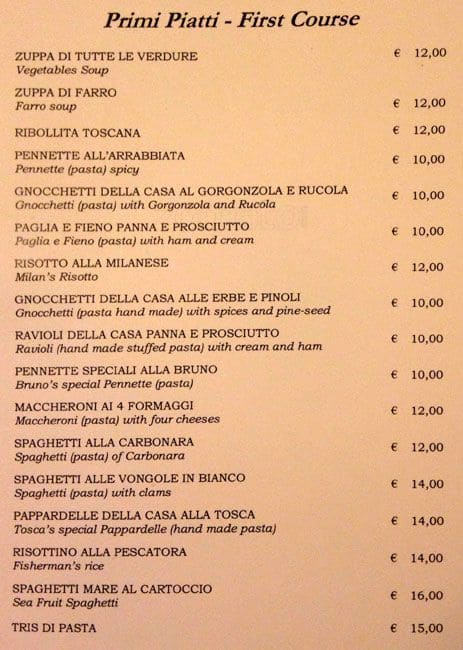 Menu di Ristorante Da Bruno 