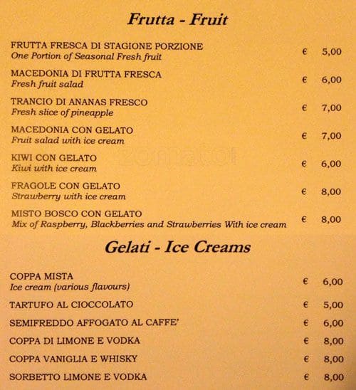 Menu di Ristorante Da Bruno 