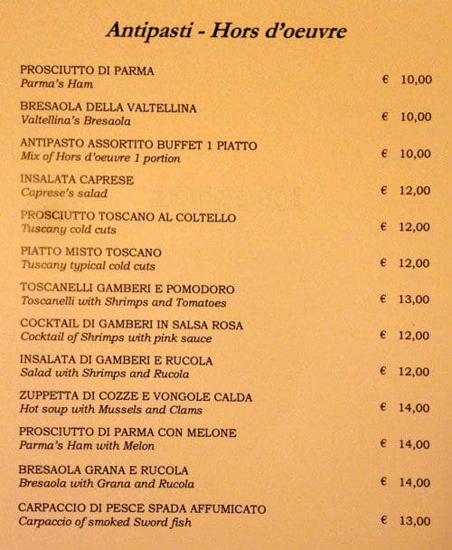 Menu di Ristorante Da Bruno 