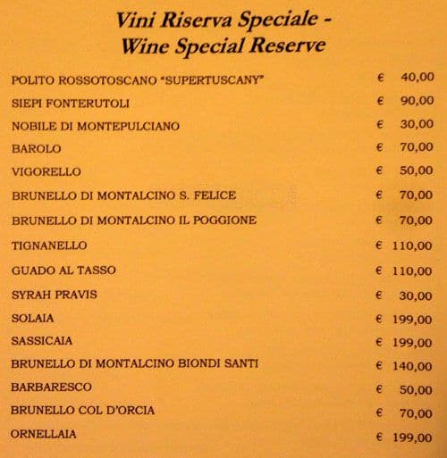 Ristorante Da Bruno Speisekarte