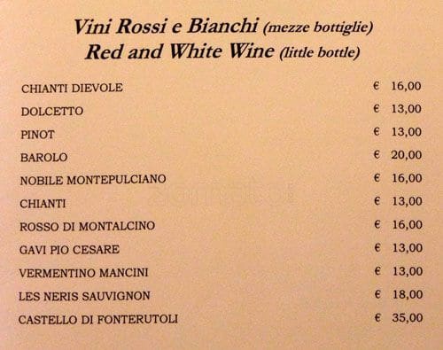 Menu di Ristorante Da Bruno 