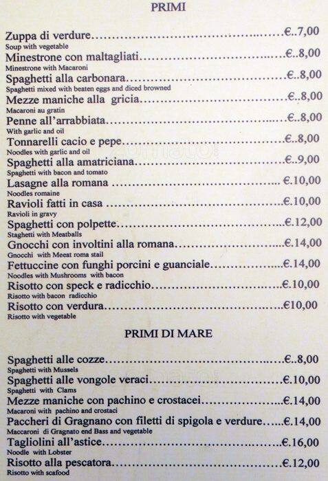 Ristorante Pizzeria Le Volte Speisekarte