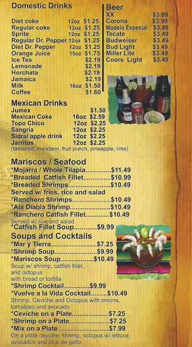 Menu at Los Pastores Mexican Food restaurant, Arlington, 704 E Pioneer Pkwy