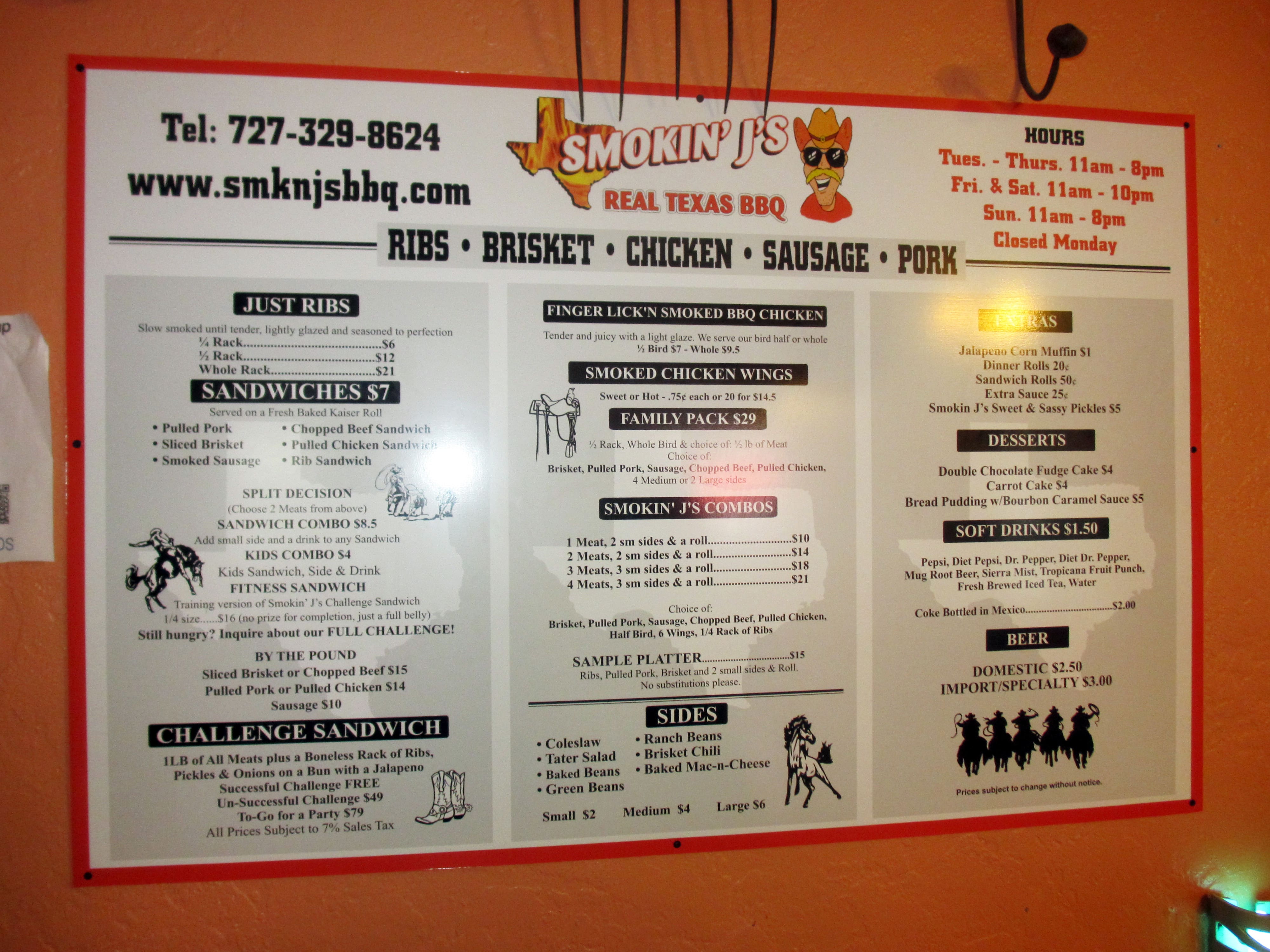 Menu At Smokin' J's BBQ, Gulfport