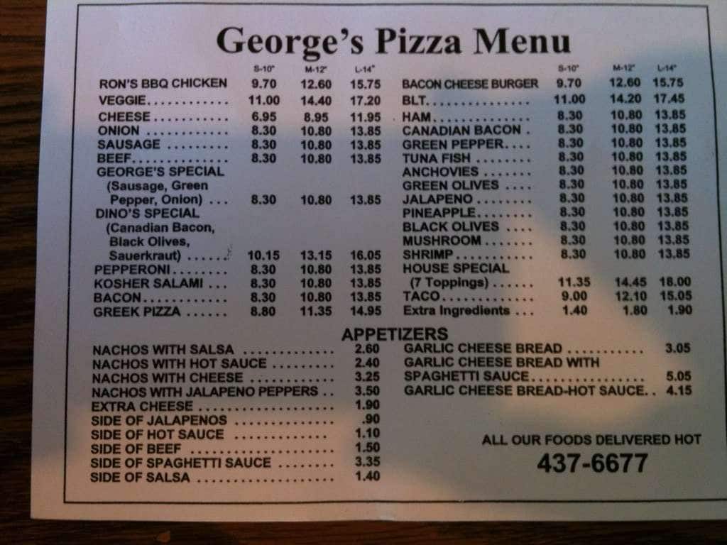 Pizza Menu, Menu for Pizza, Austin, Austin