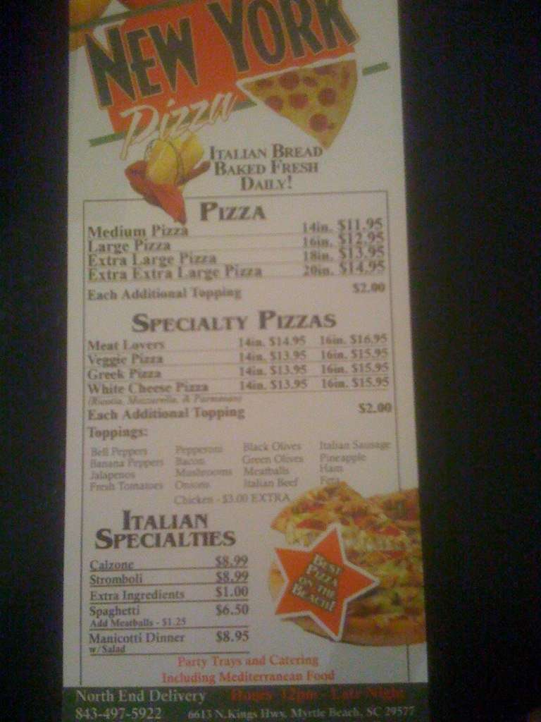 67th New York Pizza & Sub Menu Urbanspoon/Zomato