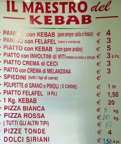 Menu di Il Maestro del Kebab 