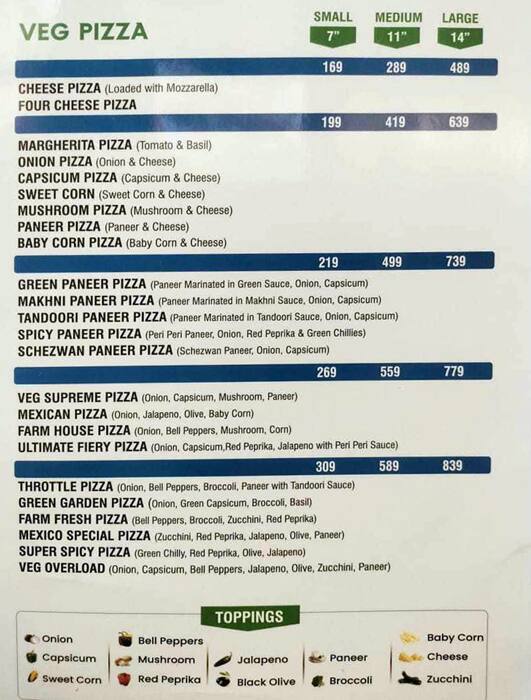 Menu of Mexico's Pizza, Malad West, Mumbai