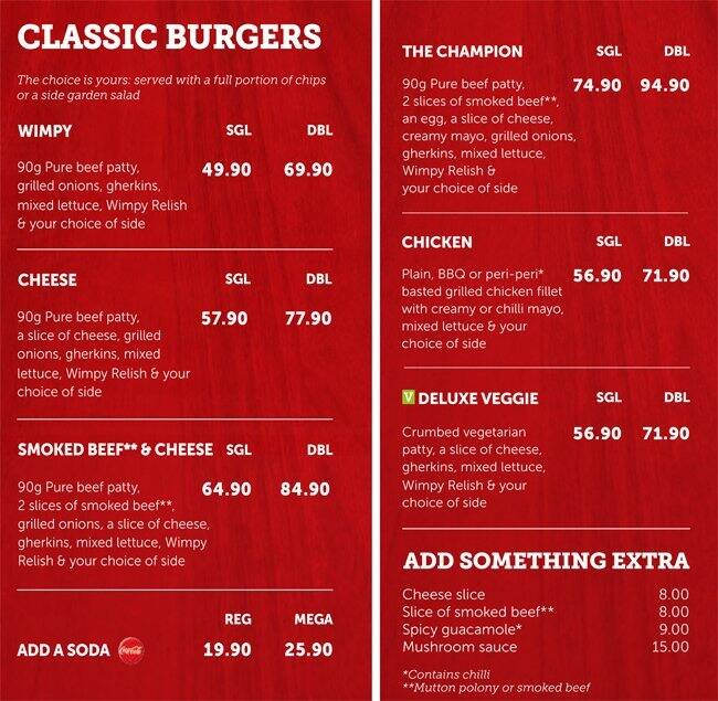 Wimpy menu
