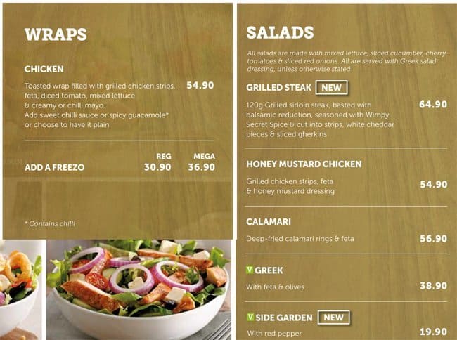 Wimpy menu