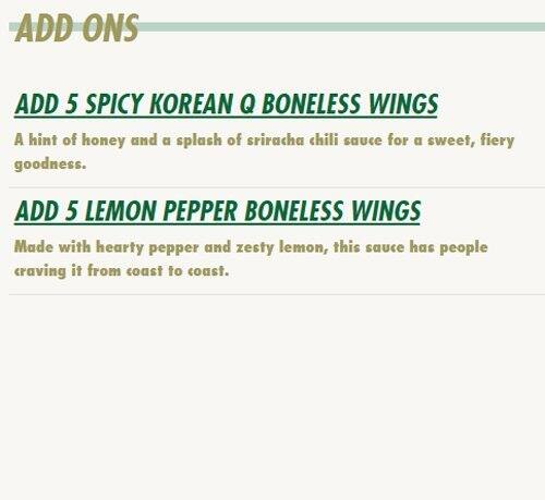 Wingstop меню