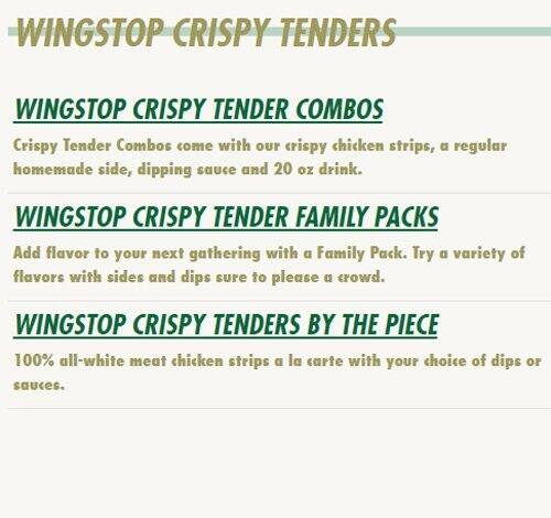 Wingstop меню