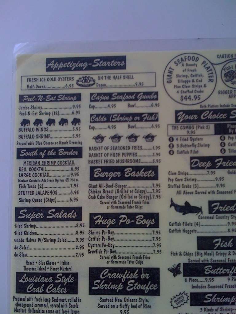 Carta de Fishbone Grill