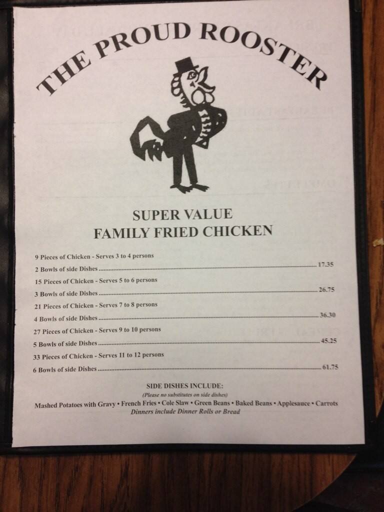 the stuffed rooster menu
