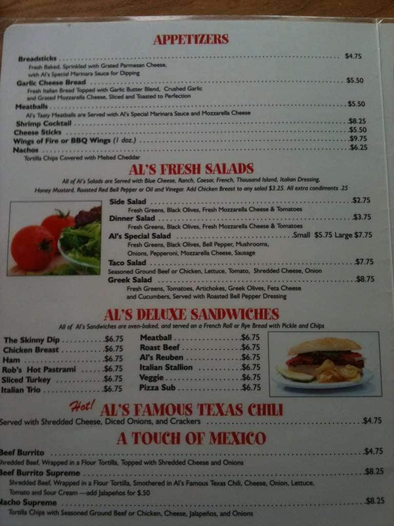 Silly Al's Pizza In Quartzsite Menu Urbanspoon/Zomato